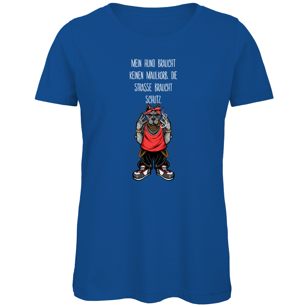Damen Premium Bio T-Shirt Mein Hund braucht keinen Maulkorb Die Strae braucht Schutz