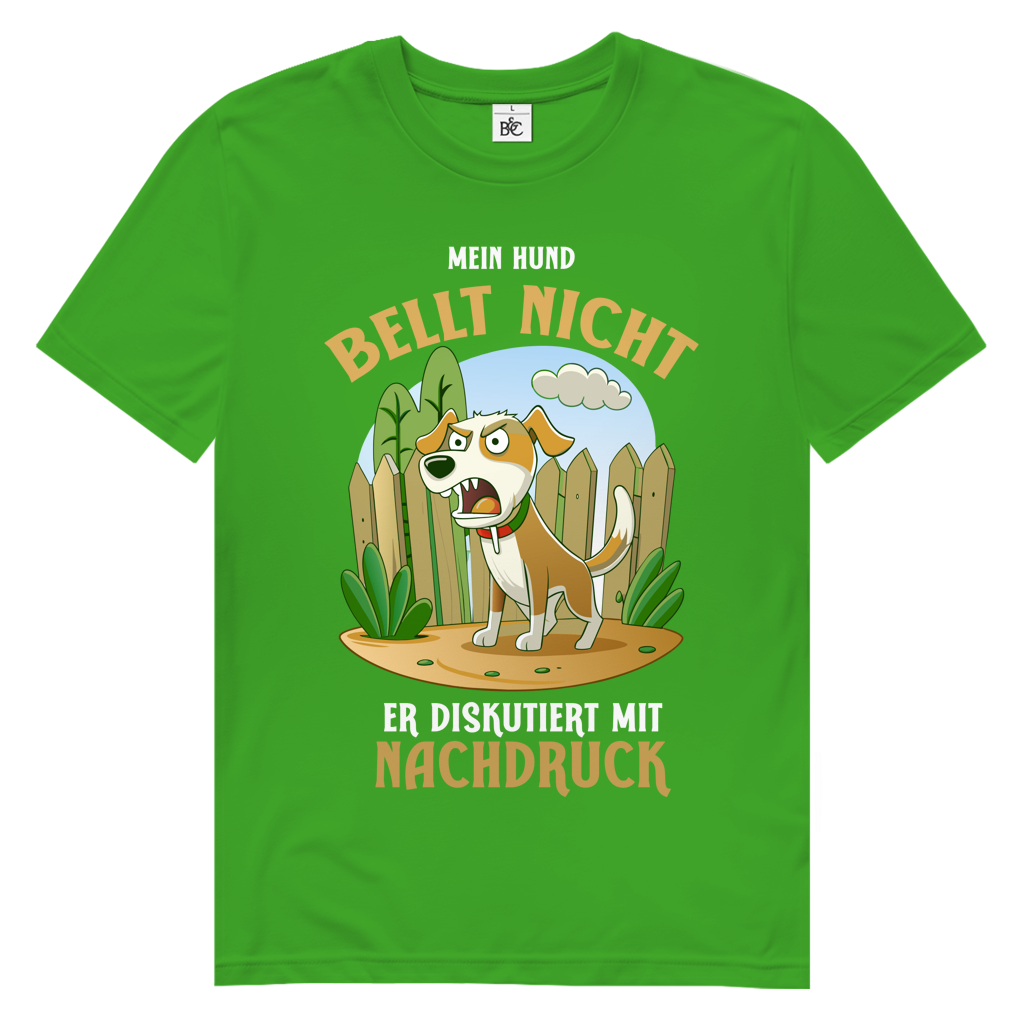 Herren Premium Bio T-Shirt Mein Hund bellt nicht. Er diskutiert mit Nachdruck