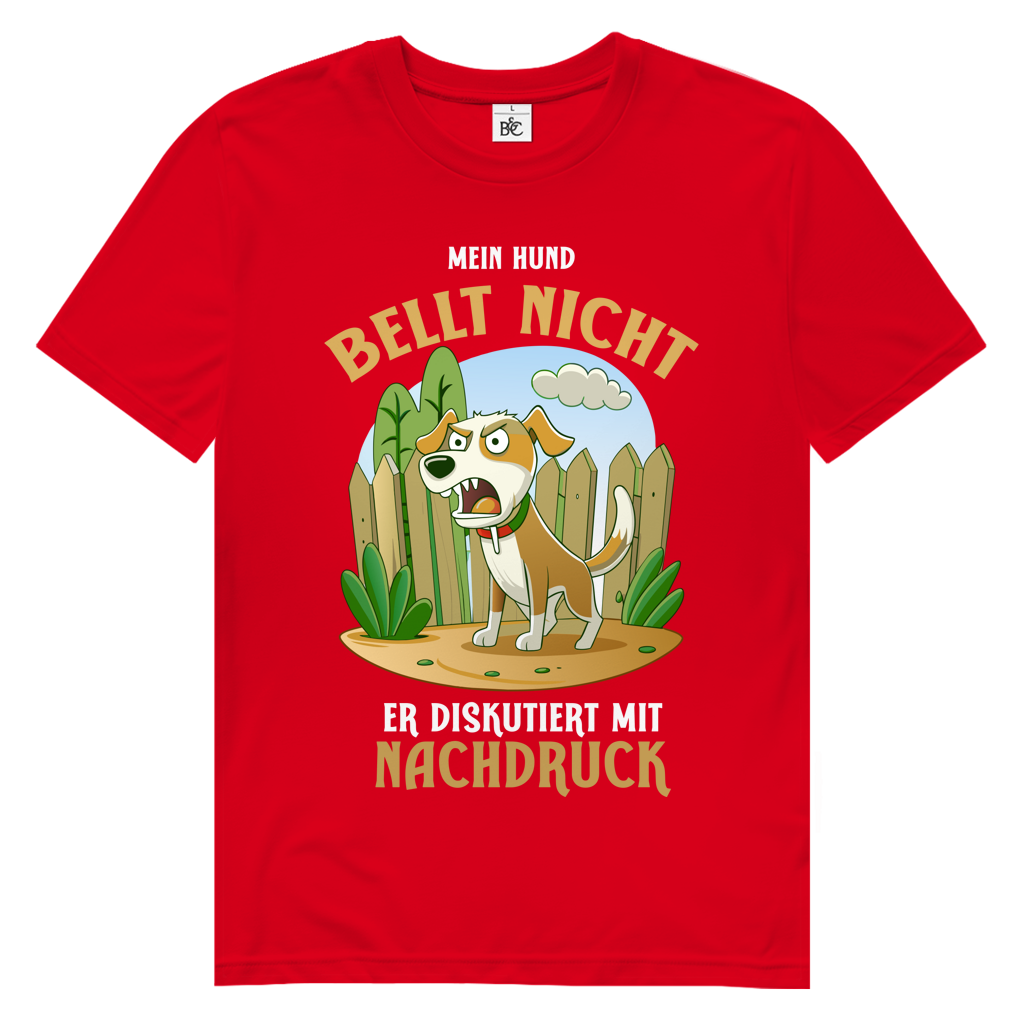 Herren Premium Bio T-Shirt Mein Hund bellt nicht. Er diskutiert mit Nachdruck
