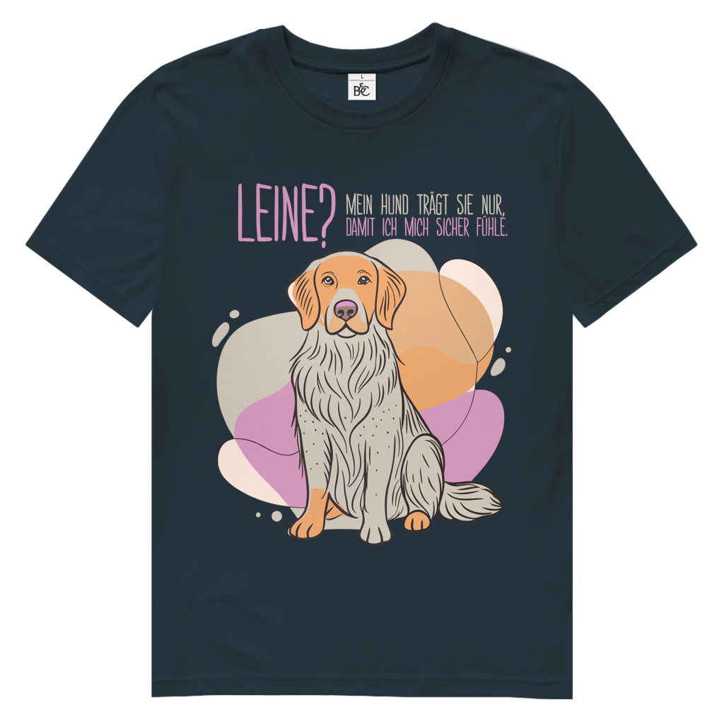 Herren Premium Bio T-Shirt Leine Mein Hund trägt sie nur, damit ich mich sicher fühle