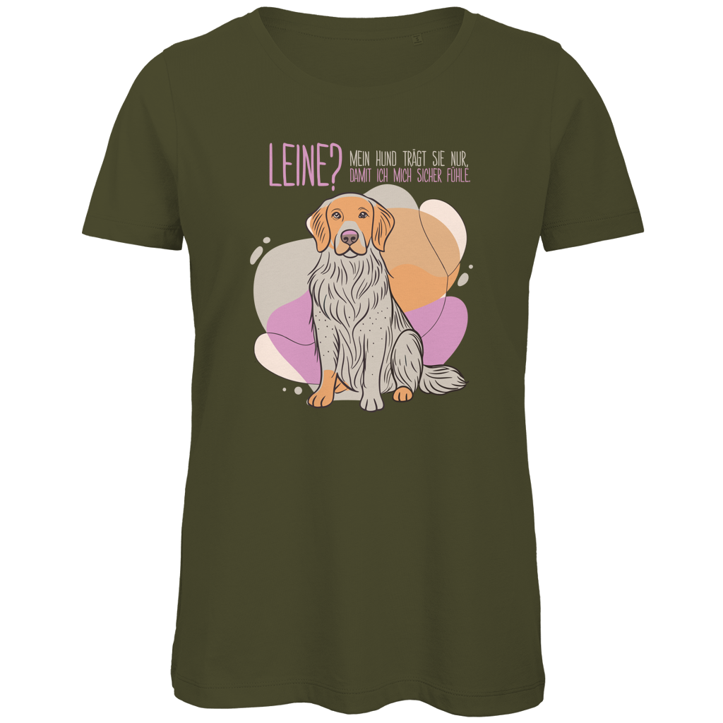 Damen Premium Bio T-Shirt Leine Mein Hund trägt sie nur, damit ich mich sicher fühle