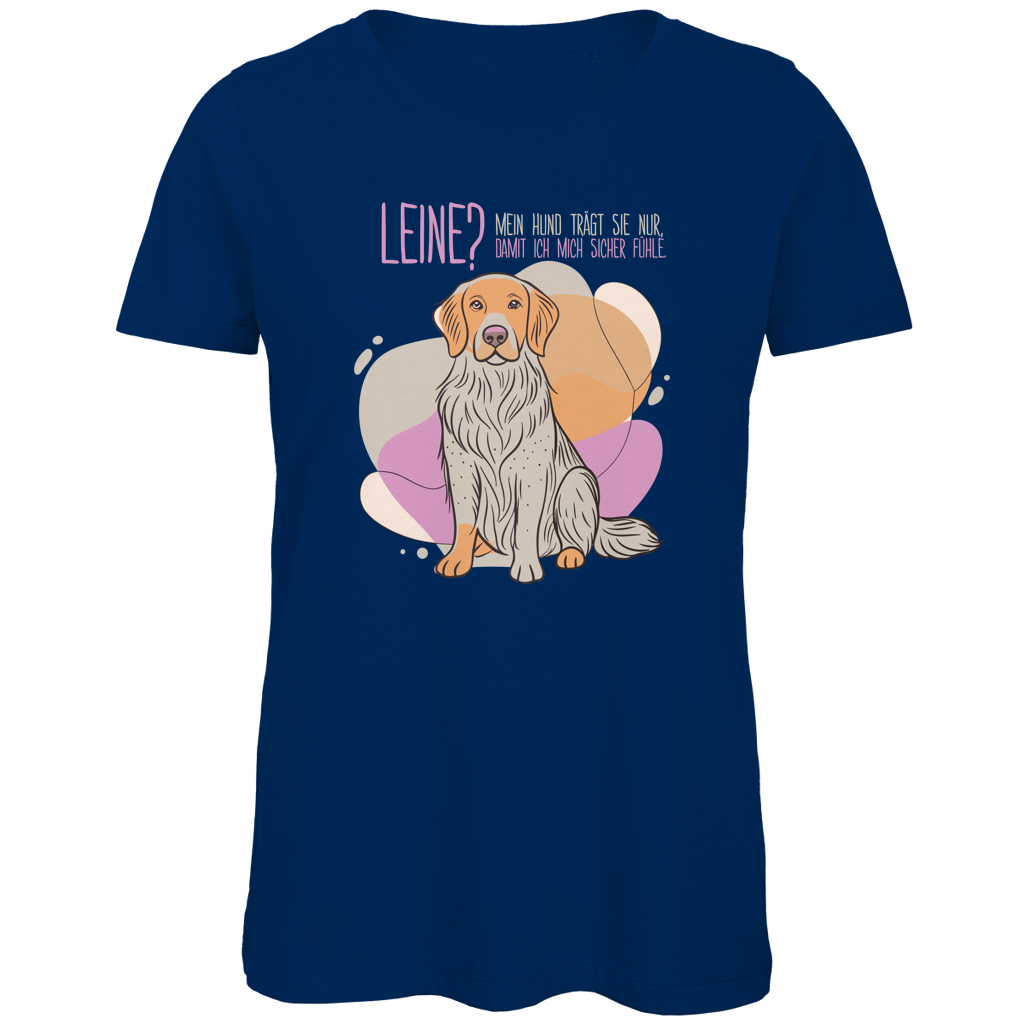 Damen Premium Bio T-Shirt Leine Mein Hund trägt sie nur, damit ich mich sicher fühle