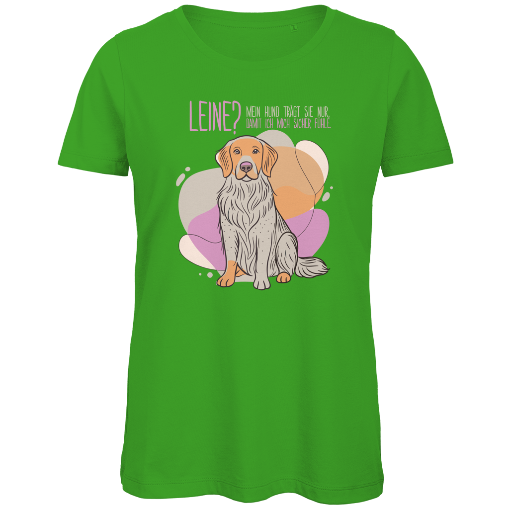 Damen Premium Bio T-Shirt Leine Mein Hund trägt sie nur, damit ich mich sicher fühle