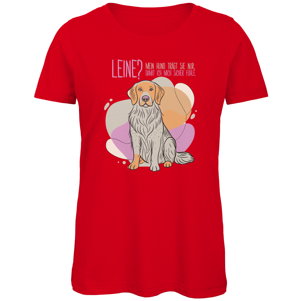 Damen Premium Bio T-Shirt Leine Mein Hund trägt sie nur, damit ich mich sicher fühle
