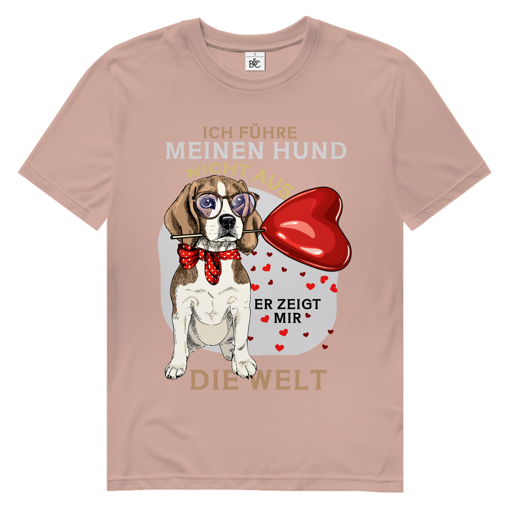 Herren Premium Bio T-Shirt Ich führe meinen Hund nicht aus. Er zeigt mir die Welt
