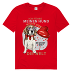 Herren Premium Bio T-Shirt Ich führe meinen Hund nicht aus. Er zeigt mir die Welt