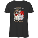 Damen Premium Bio T-Shirt Ich führe meinen Hund nicht aus. Er zeigt mir die Welt
