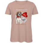 Damen Premium Bio T-Shirt Ich führe meinen Hund nicht aus. Er zeigt mir die Welt