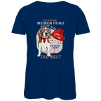 Damen Premium Bio T-Shirt Ich führe meinen Hund nicht aus. Er zeigt mir die Welt