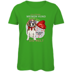 Damen Premium Bio T-Shirt Ich führe meinen Hund nicht aus. Er zeigt mir die Welt