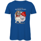 Damen Premium Bio T-Shirt Ich führe meinen Hund nicht aus. Er zeigt mir die Welt