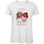 Damen Premium Bio T-Shirt Ich führe meinen Hund nicht aus. Er zeigt mir die Welt