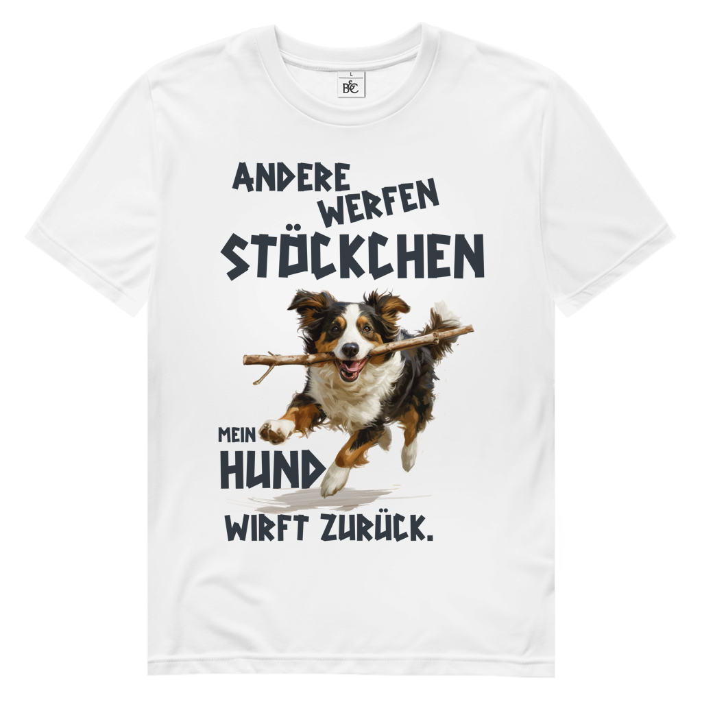 Herren Premium Bio T-Shirt Andere werfen Stöckchen. Mein Hund wirft zurück