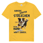 Herren Premium Bio T-Shirt Andere werfen Stöckchen. Mein Hund wirft zurück