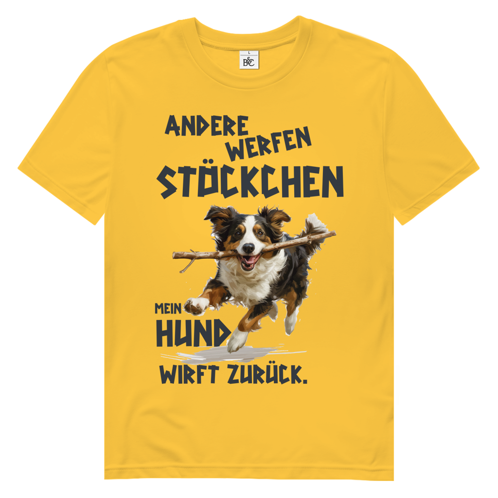 Herren Premium Bio T-Shirt Andere werfen Stöckchen. Mein Hund wirft zurück