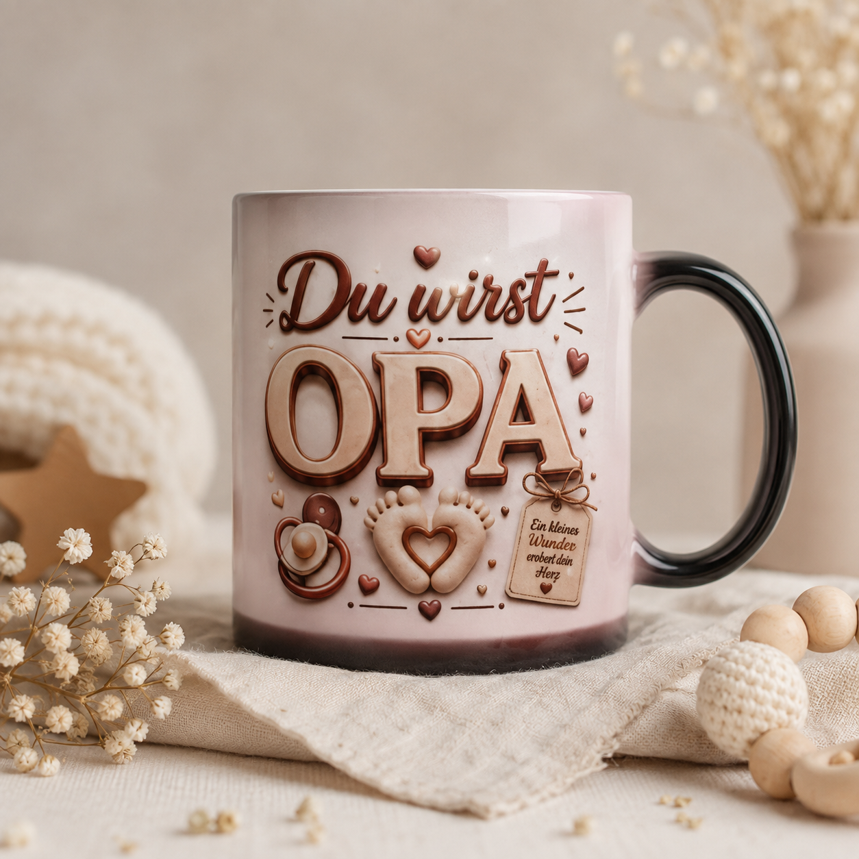 Magic Mug „Du wirst OPA“ – Personalisierte Schwangerschaftsverkündung Tasse
