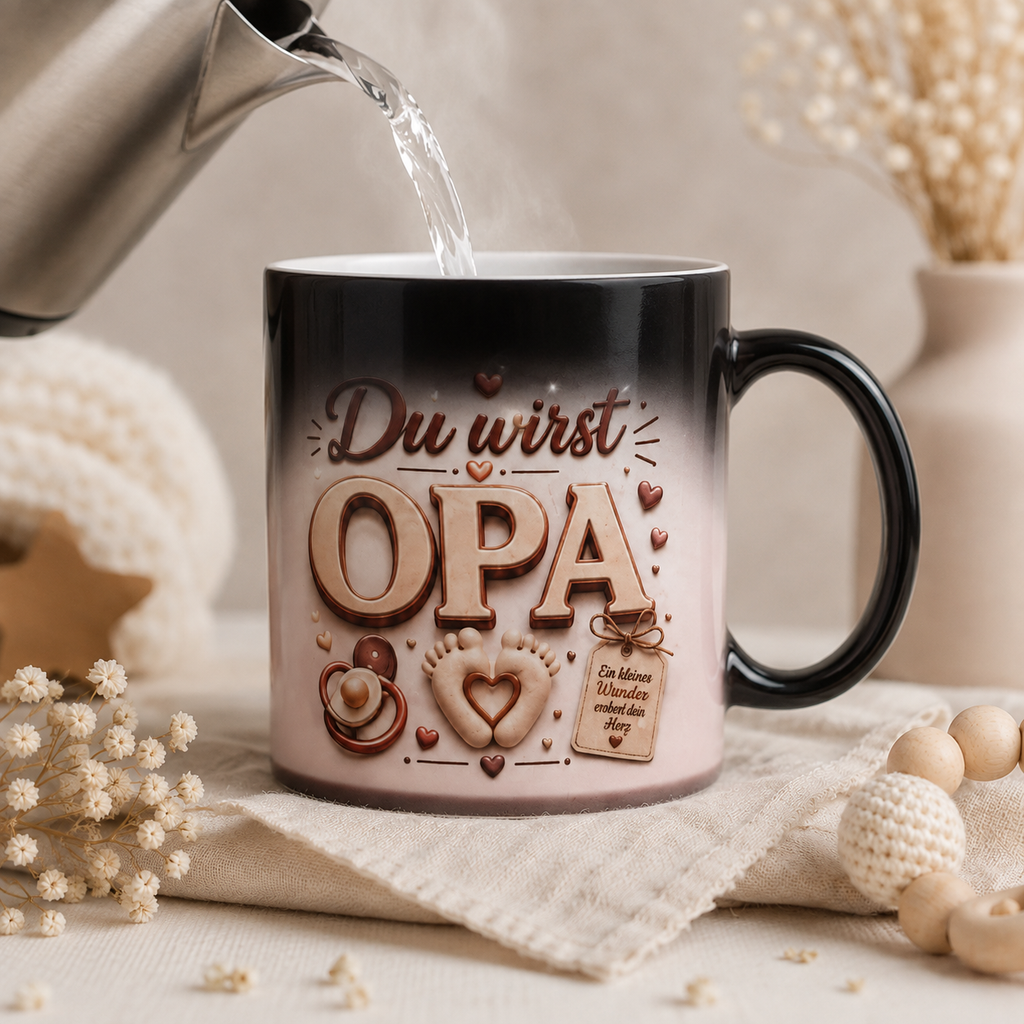 Magic Mug „Du wirst OPA“ – Personalisierte Schwangerschaftsverkündung Tasse