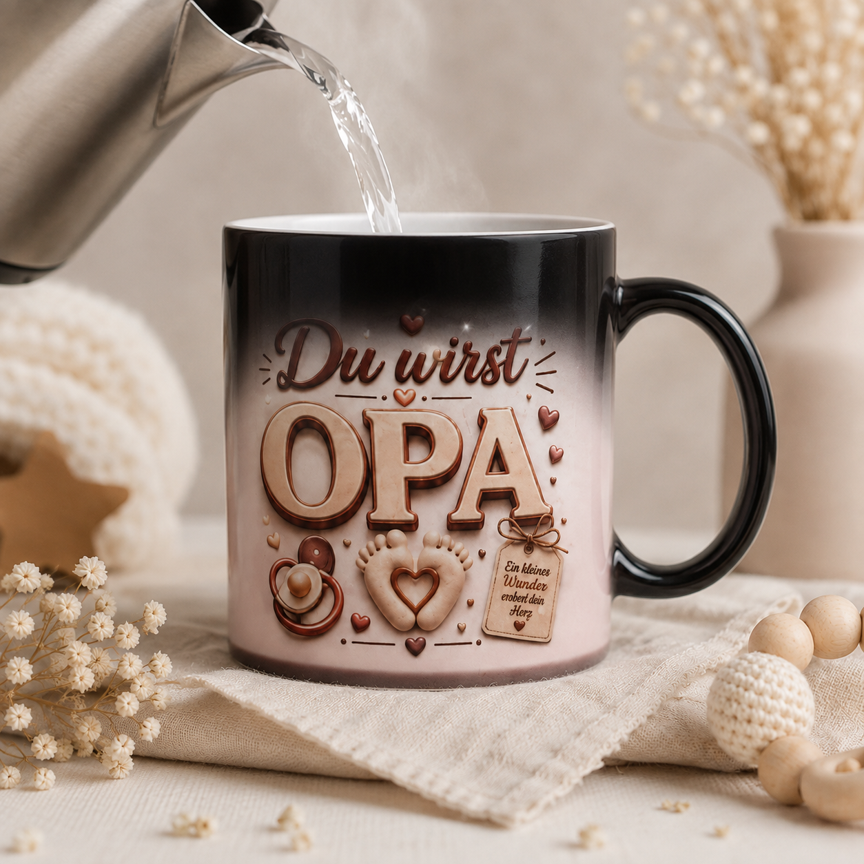 Magic Mug „Du wirst OPA“ – Personalisierte Schwangerschaftsverkündung Tasse