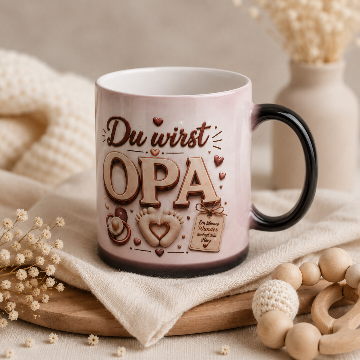 Magic Mug „Du wirst OPA“ – Personalisierte Schwangerschaftsverkündung Tasse