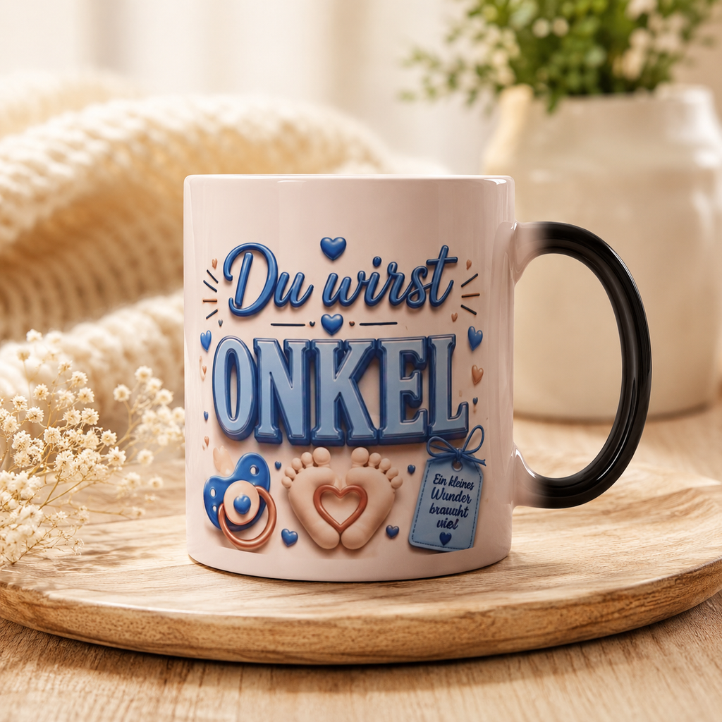 Magic Mug „Du wirst ONKEL“ – Personalisierte Onkel Tasse