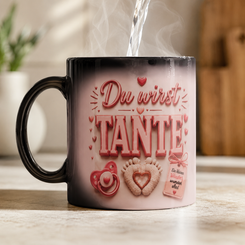 Magic Mug „Du wirst TANTE“ – Personalisierte Tante Tasse