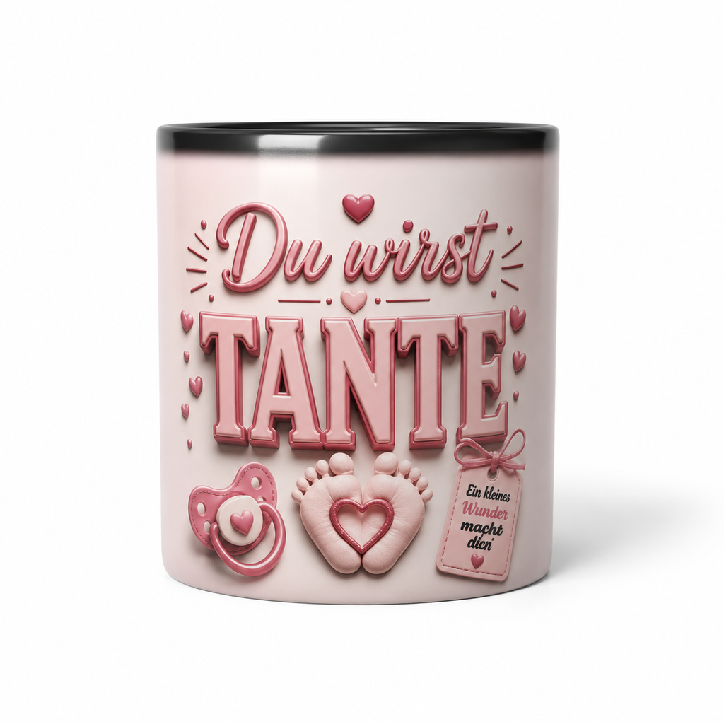 Magic Mug „Du wirst TANTE“ – Personalisierte Tante Tasse