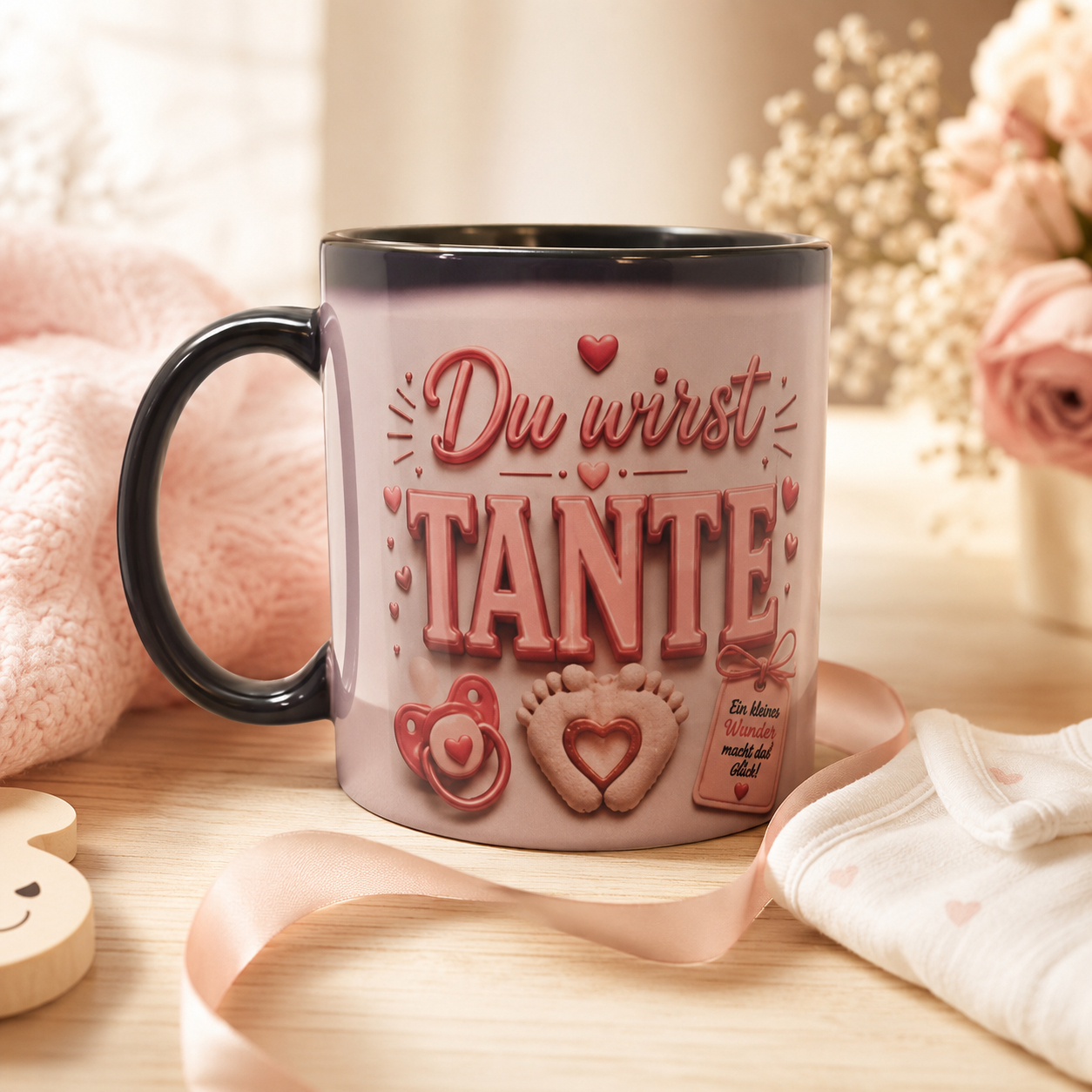 Magic Mug „Du wirst TANTE“ – Personalisierte Tante Tasse