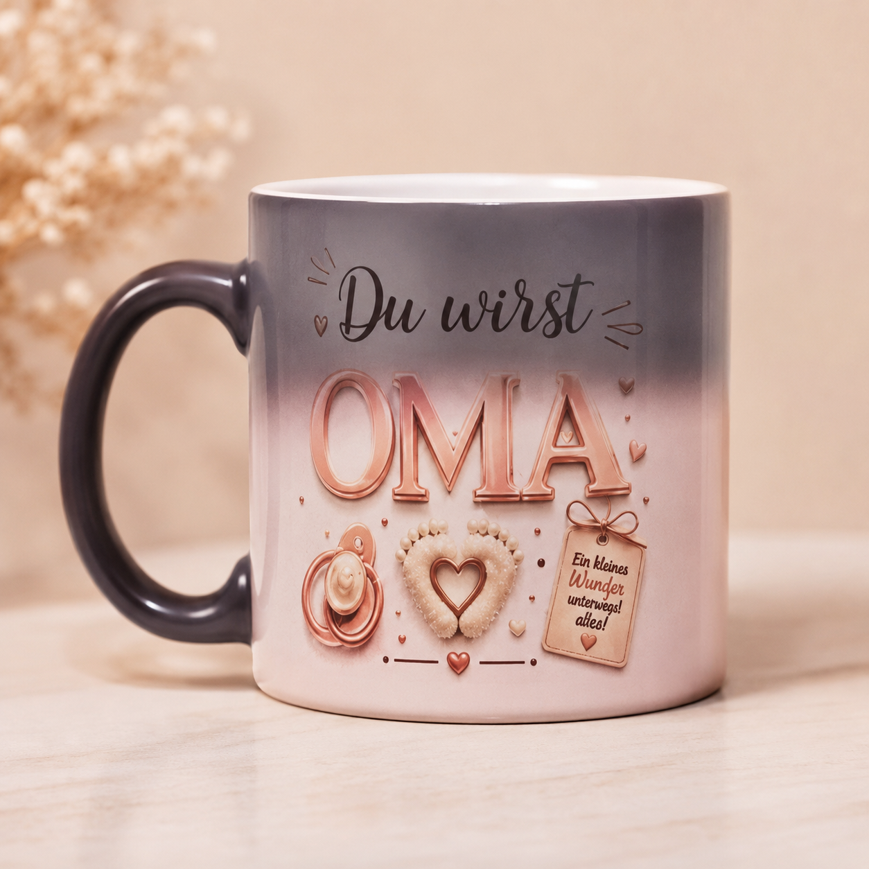 Magic Mug „Du wirst OMA“ – Personalisierte Oma Tasse
