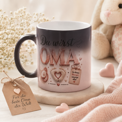 Magic Mug „Du wirst OMA“ – Personalisierte Oma Tasse
