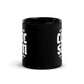 Ich muss nicht cool sein. Die Temperatur passt sich mir an Black Glossy Mug with humorous text.