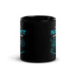 Ich bin nicht kompliziert. Ich bin mehrdimensional Black Glossy Mug showcasing a fun design with humorous text.