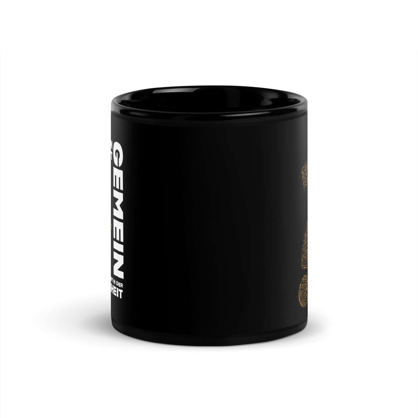 Ich bin nicht gemein. Nur effizient in der Wahrheit Black Glossy Mug showcasing its sleek design.