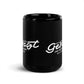 Ich hab nichts gesagt. Und trotzdem recht gehabt Black Glossy Mug with humorous text on a black ceramic surface.