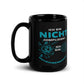 Ich bin nicht kompliziert. Ich bin mehrdimensional Black Glossy Mug with vibrant blue text.